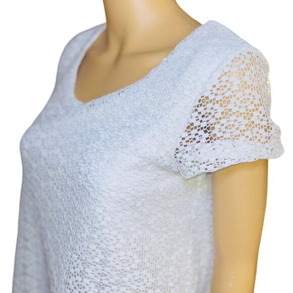 (5 for $25) Rafaella Short Sleeve White Lace Blouse Size Small - Picture 4 of 6